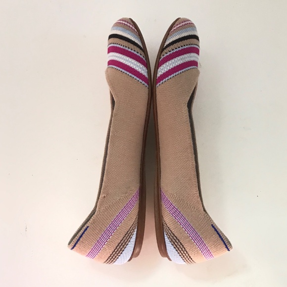 ROTHY’S Camel Ribbon Stripe Ballet Flats Merino Wool Women’s Size 8 - Picture 9 of 16